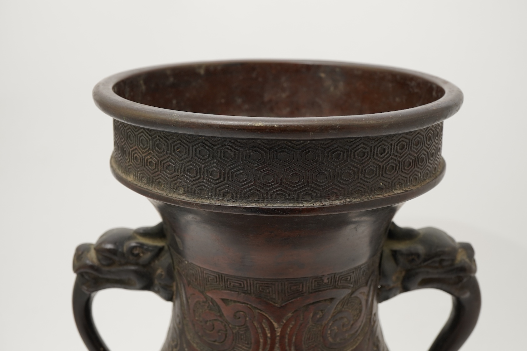 A Chinese archaistic bronze vase, hu, 19th century
